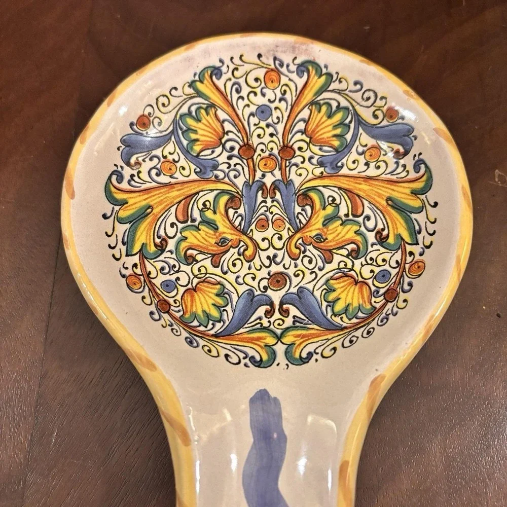 Vintage Meridiana Ceramiche Italy Hand Painted Ceramic Spoon Rest 10.5